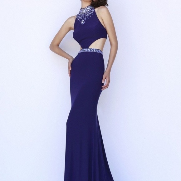 Blue Sherri Hill Prom Dress - Picture 2 of 3